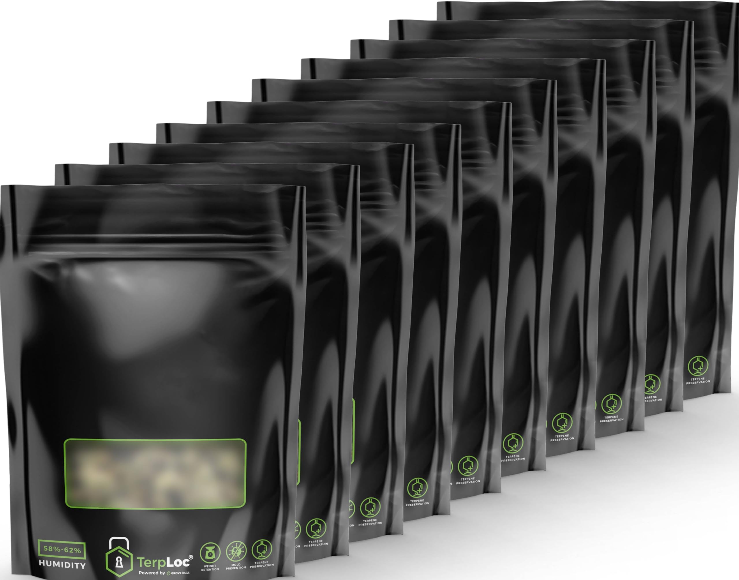 Terploc Grove Bags 5 Stück für 15g Füllmenge Einschweiß- und Zipbeutel mit Feuchtigkeitskontrolle Weed Humidor Beutel mit relativer Luftfeuchtigkeit zwischen 58 und 62% (5, 15 Gramm