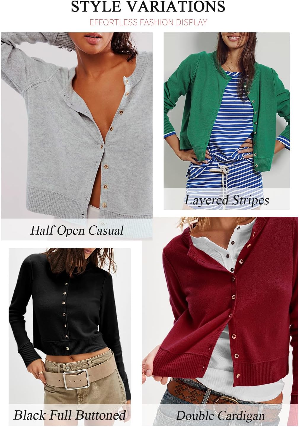 Sweetmoon Cropped Cardigan Sweaters for Women Lightweight, Knit Wool Button Up Cardigan, Fall Sweaters for Women Trendy - Image 7