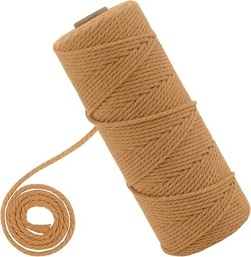 CAMAL Cordón de macramé de 0.079 pulgadas x 109 yardas, cuerda de color trenzado de 3 hebras de algodón natural para tejer, atrapasueños, colgar