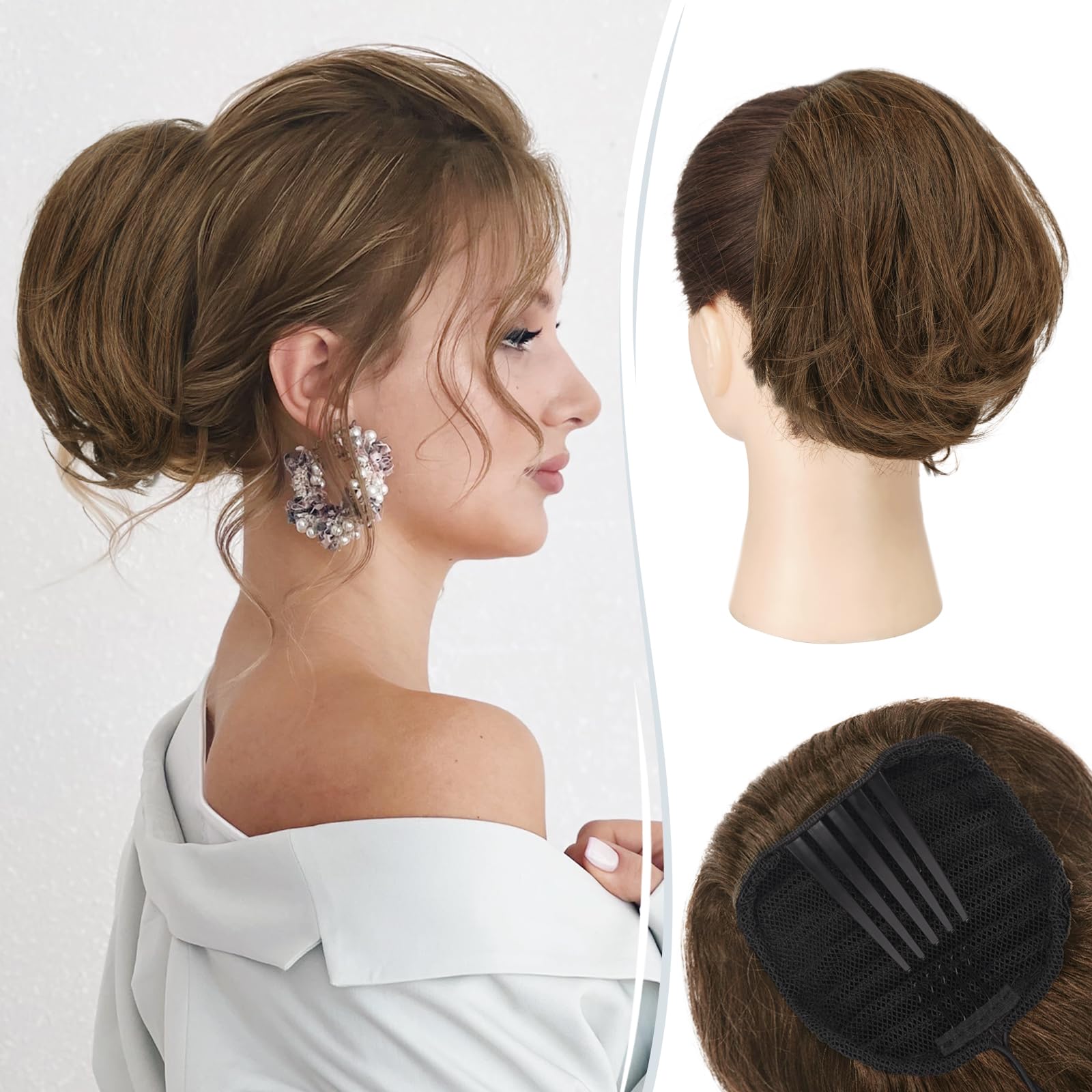 Amazon.com : RUWISS Real Human Hair Bun Short Drawstring 