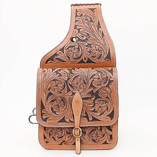 Vista 2 de HILASON Western Horse - Bolsa de sillín de cuero resistente y tradicional Bolsa de sillín Bolsa de sillín de caballo Bolsa de sillín
