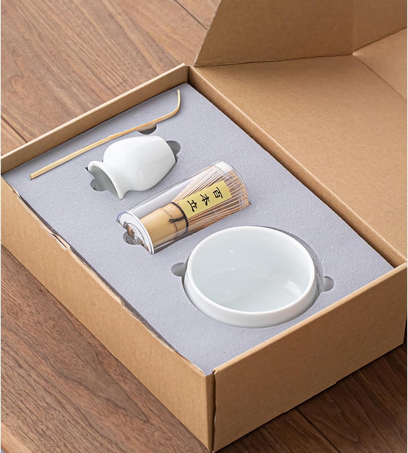 Ceramic Matcha Tea Set, Matcha Ceremony Kit for Japanese Tea Ceremony, with Traditional Matcha Bowl, Whisk Holder, Tea Scoop, Matcha Stirrer(4PCS, Black)