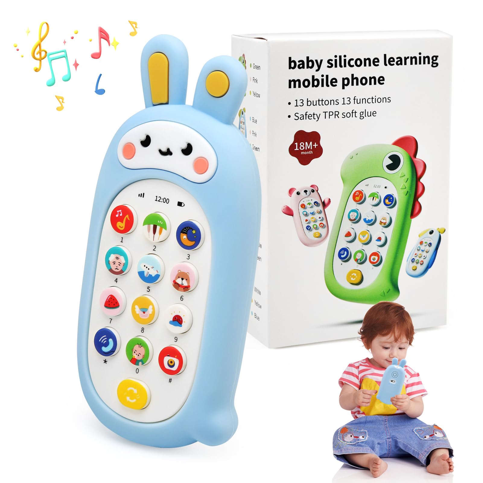 LEADSTAR Juguetes Moviles para Bebes 6 9 12 Meses,Teléfono Juguete para Niños 1 2 3 Años,Interactivo Juguetes Musical Sonidos con Melodías,Regalo Bebe para Cumpleaños Navida (Versión Inglesa)