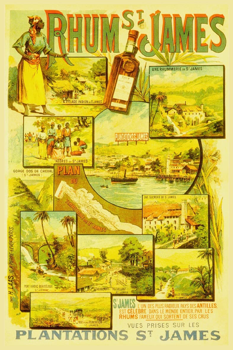 Affiche Vintage ST JAMES RHUM PLANTATION Ryeb - Poster Haute Qualité 60x90cm - Décoration Rétro