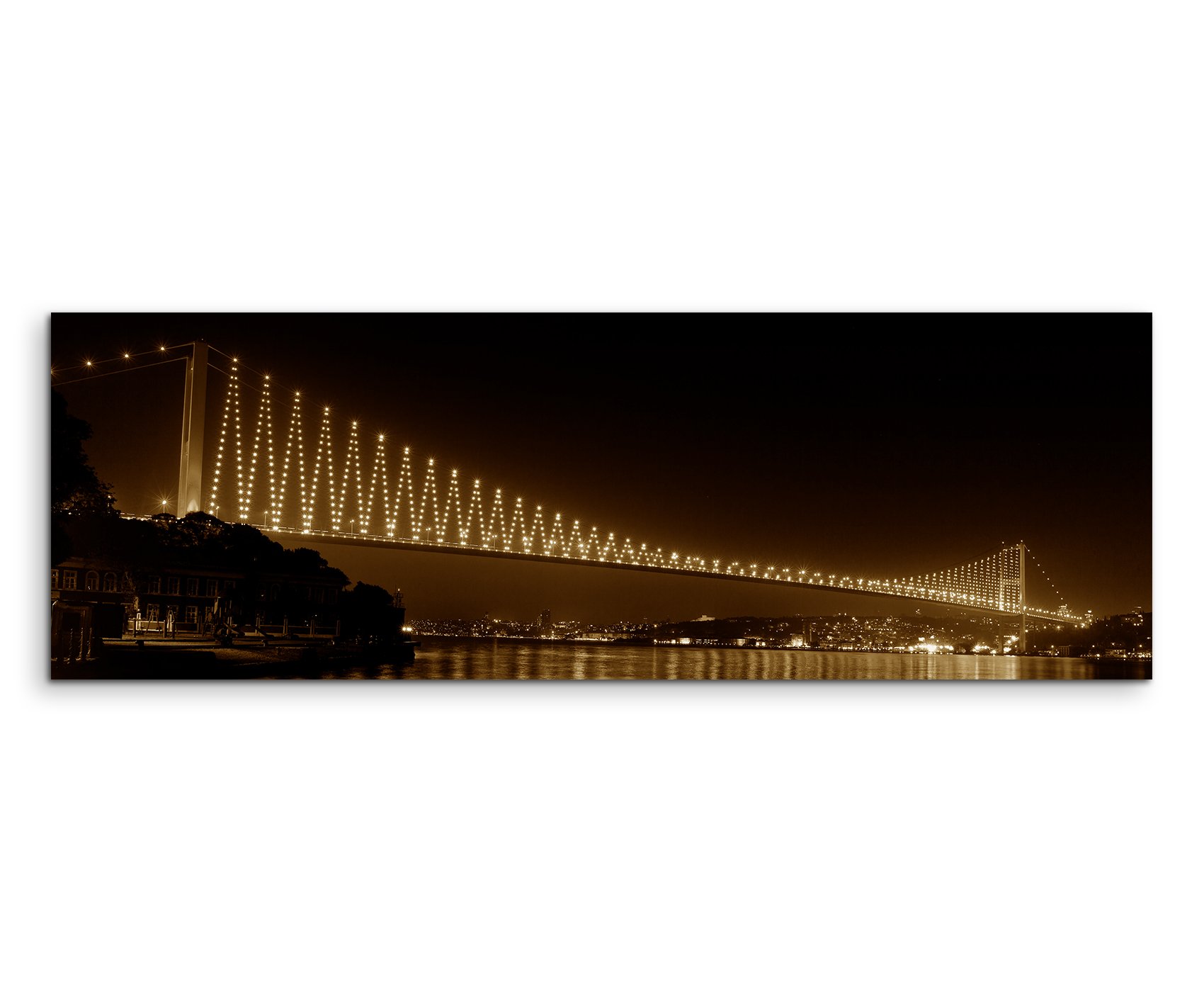 Panorama-Leinwandbild „Istanbul Bosporus“ – 120x40 Cm, Fertig Gerahmt, Echte Fotoleinwand In Top-Qualität