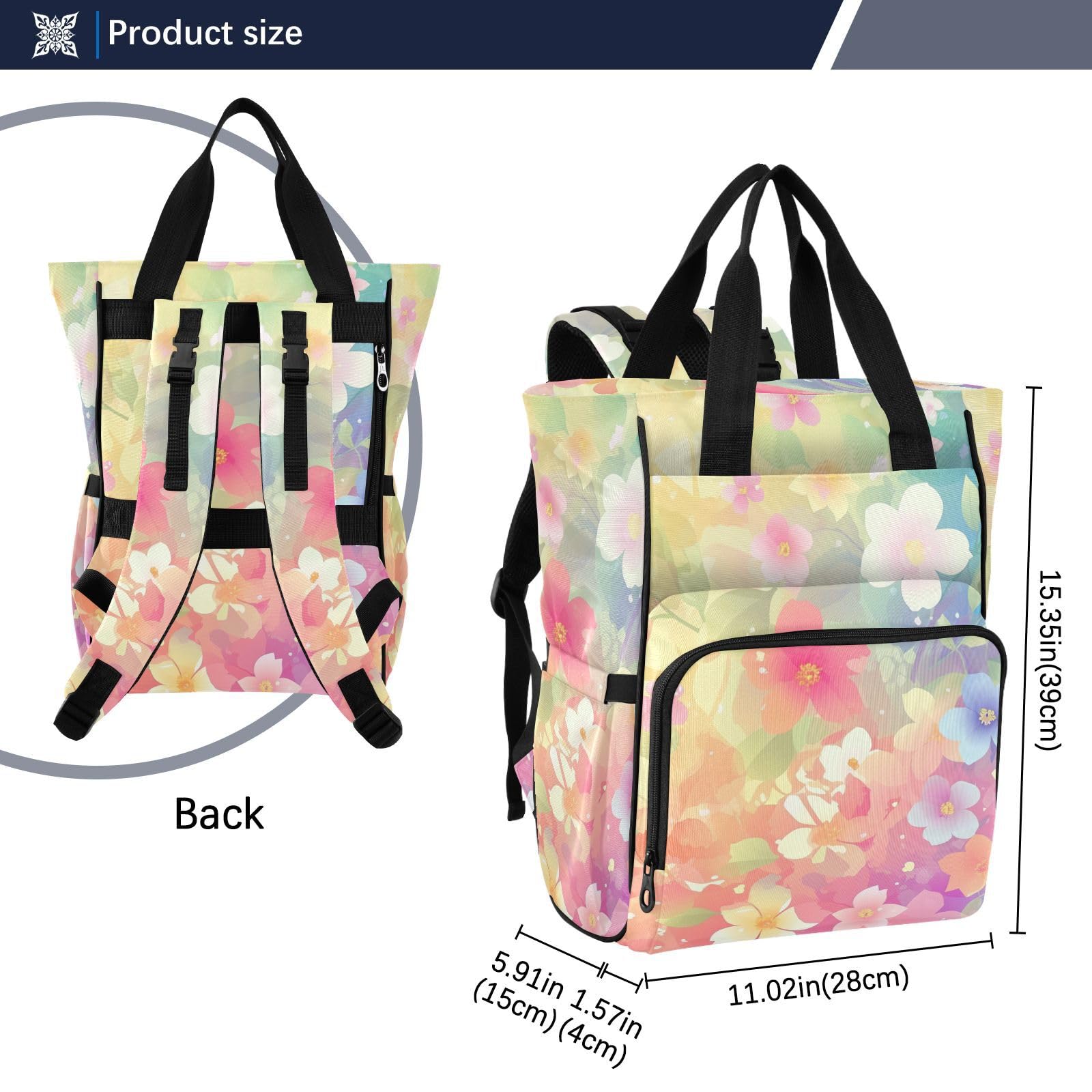 Baby Girl Boy Borsa per pannolini per papà mamma fiore colorato