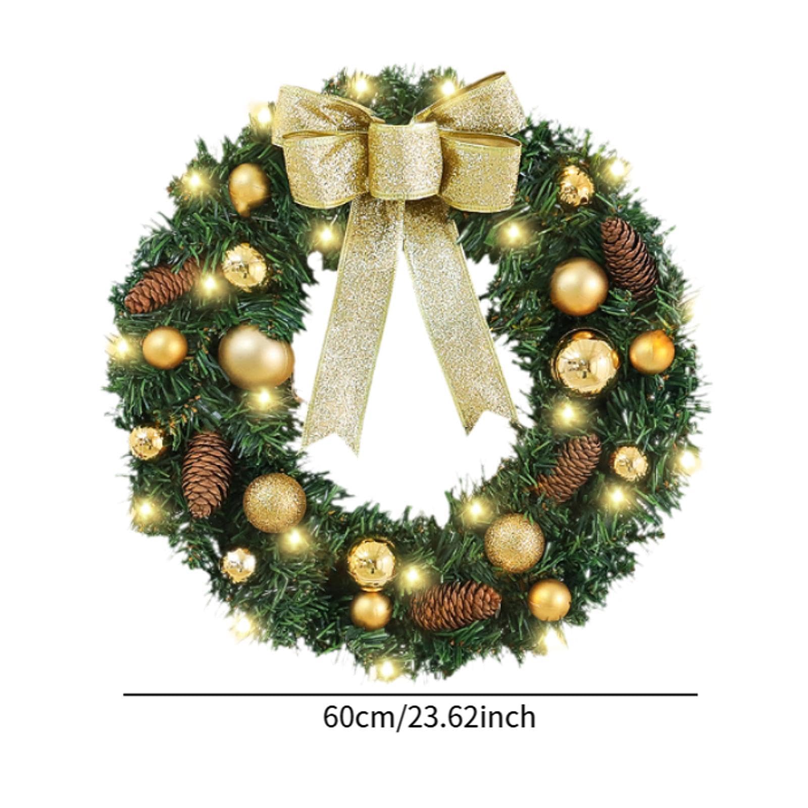 MagiDeal Guirnalda navideña, Corona Artificial, Adorno navideño para Colgar en la del hogar, decoración navideña, Luz Cálida