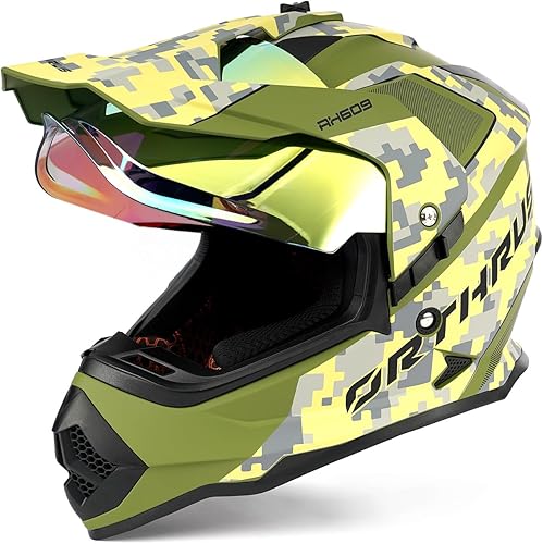 Miniatura 2 de Orthrus Casco de motocicleta integral para niños y jóvenes, con certificado por DOT, casco de cara completa para bicicleta de tierra, para
