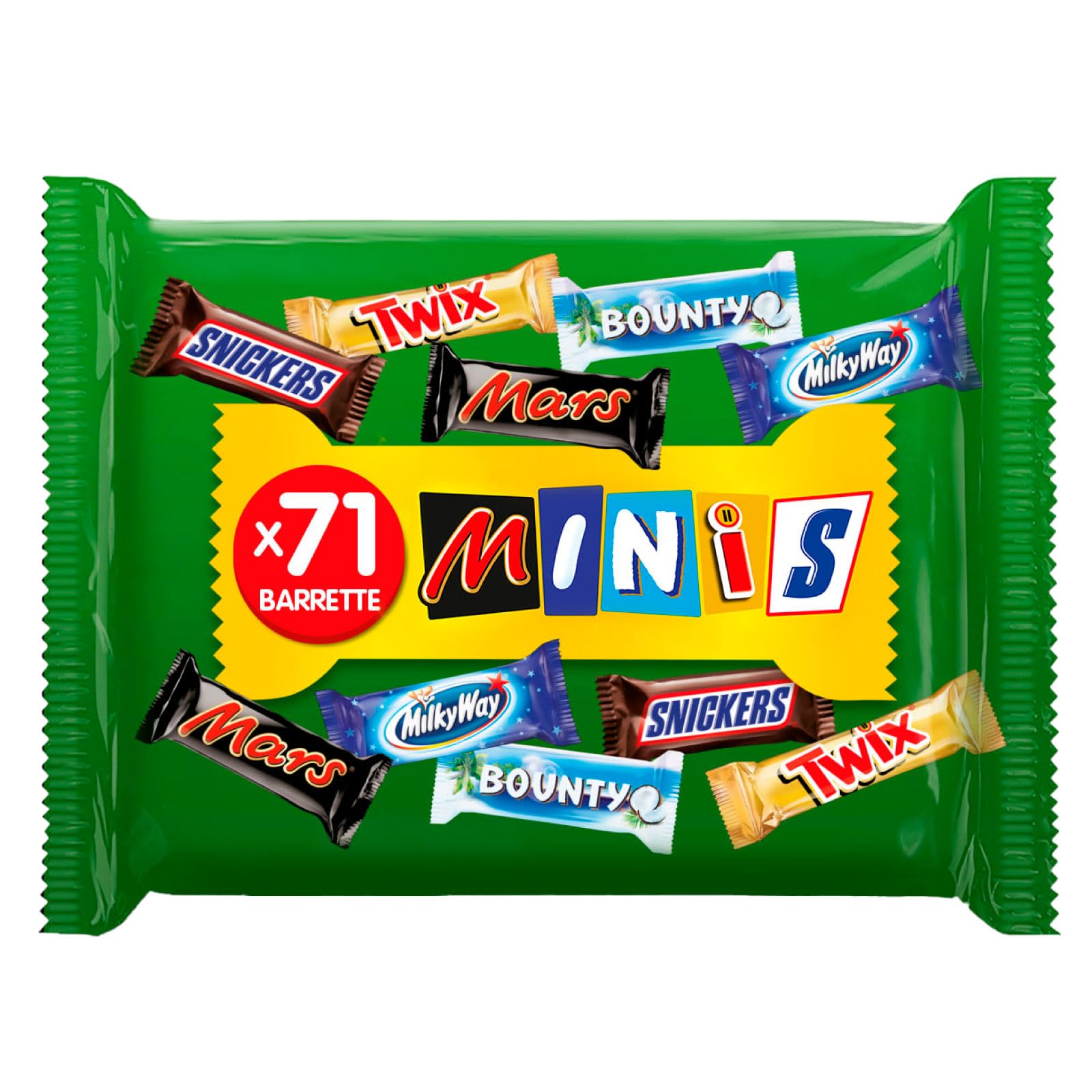 Mixed Snickers, Mars, Twix und weitere Mini Schokoriegel | Großpackung Schokolade | Party Mix | 71 Riegel | 1 x 1,4kg