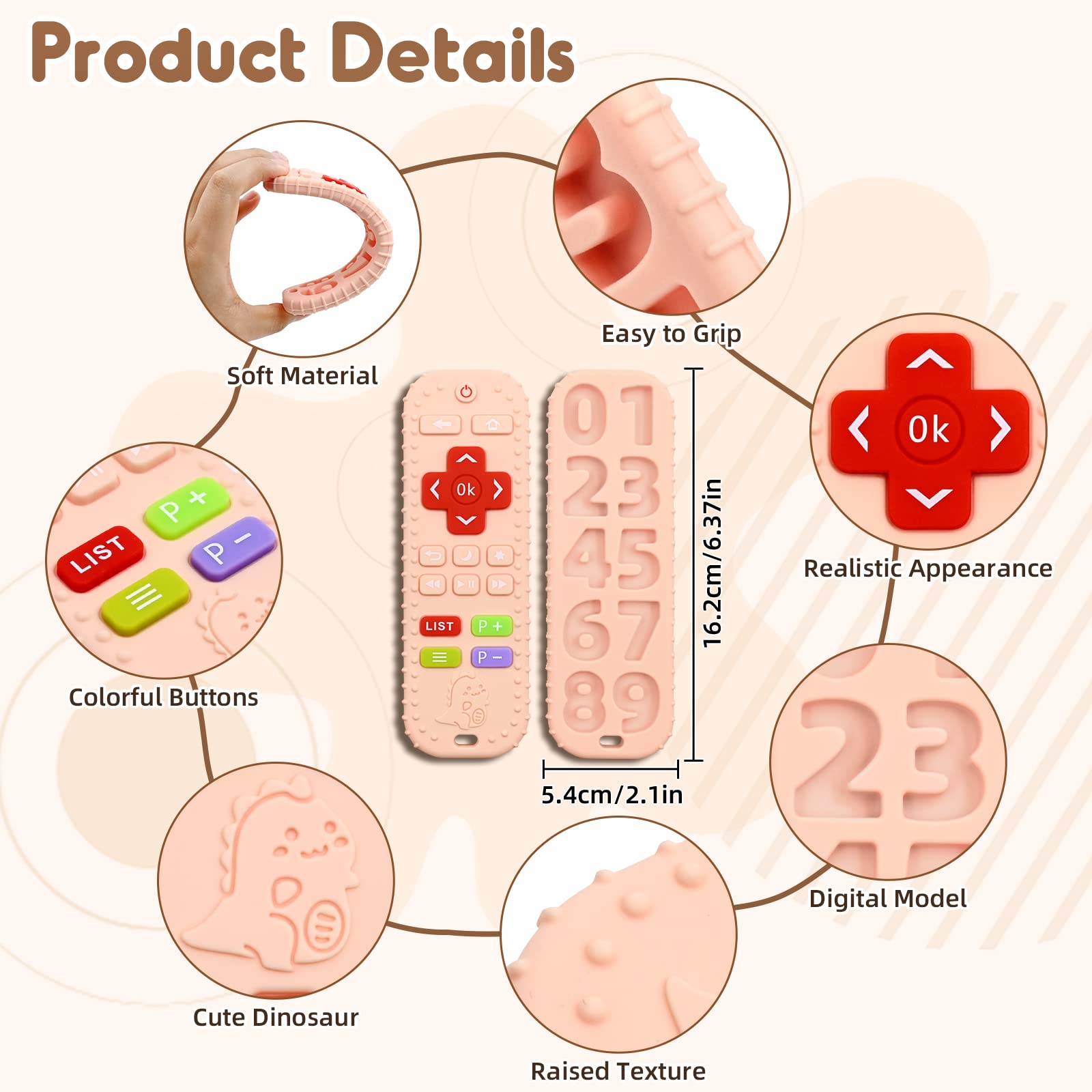 Dentizione Sollievo Dentiera Giocattoli per Bambini 0-6 12 Mesi Regali, Telecomando in Silicone Giochi Neonato da Bagno per Bambini per 3 6 9 Mesi, Giocattoli Sensoriali di Qualità Alimentare, Rosa
