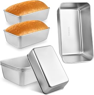 6PCS Stainless Steel Loaf Pan, 8.5 x 5.5 Inch Banana Bread Load Pan, Nonstick Meatloaf Pan Sandwich Bread Pan for Homemade Baking Oven Dishwasher Safe