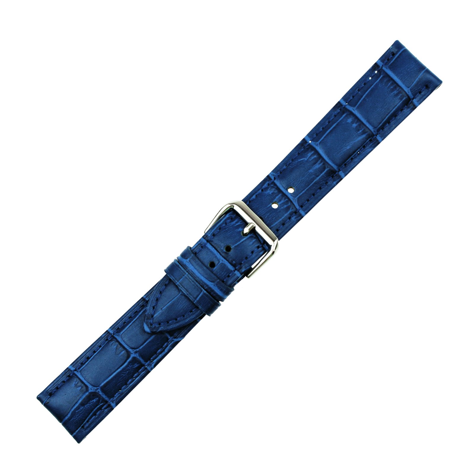 RECHERE RECHERE Alligator Grain Leather Watch Band Strap Pin Buckle Color Blue (20mm)