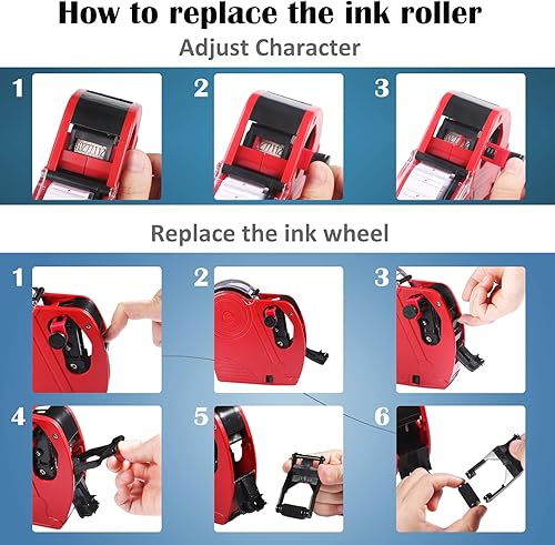 Miniatura 12 de Pistola de etiquetas de precio MX5500, 2 paquetes de pistolas de precios con 10,000 calcomanías de etiquetas y 6 rodillos de tinta adicionales, kit
