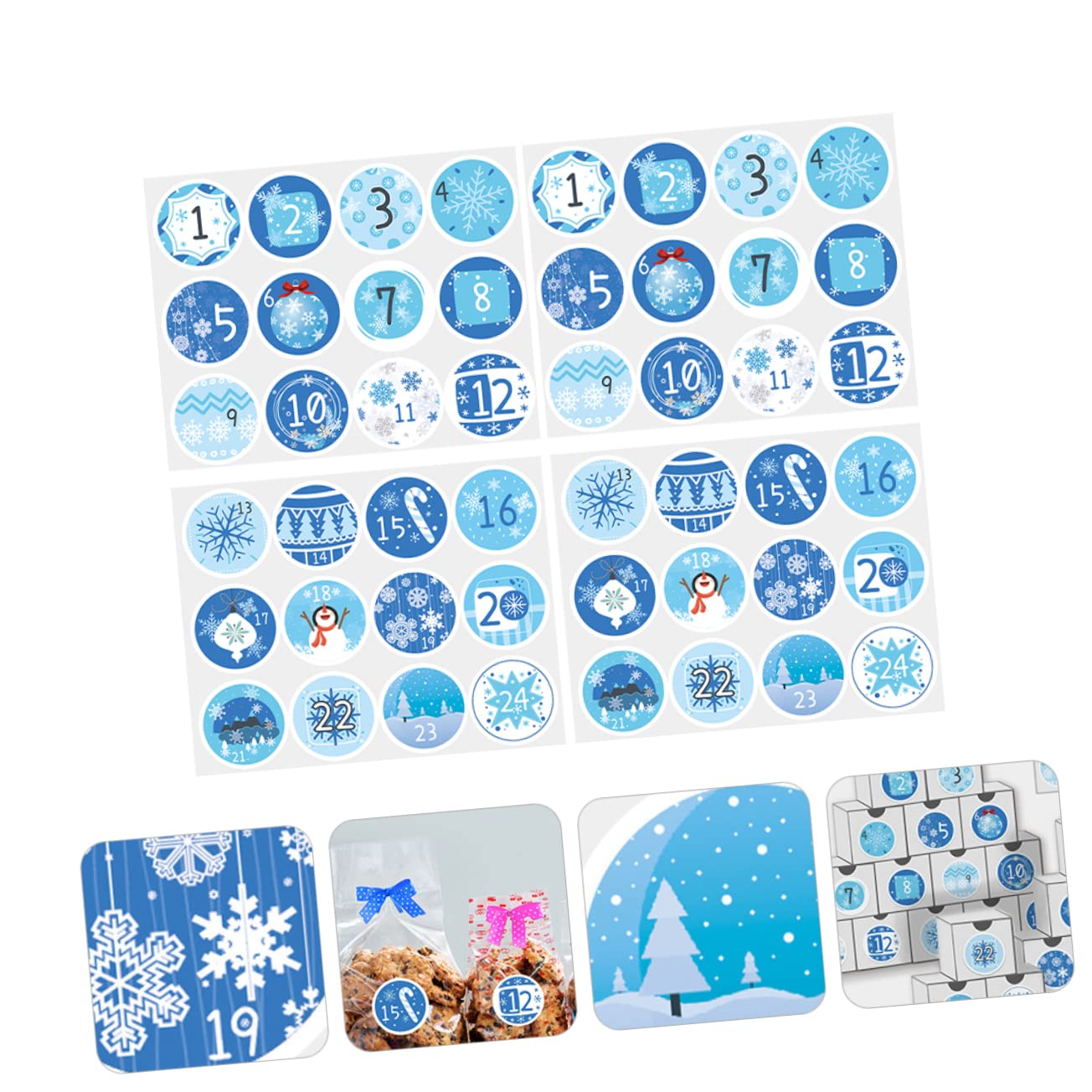 PRETYZOOM 160 Blatt Weihnachtskalender-Aufkleber Weihnachts-Countdown-Kalender Keks-Geschenktüten adventskalenderaufkleber weihnachtskalender aufkleber Weihnachtsgeschenkanhänger Blue