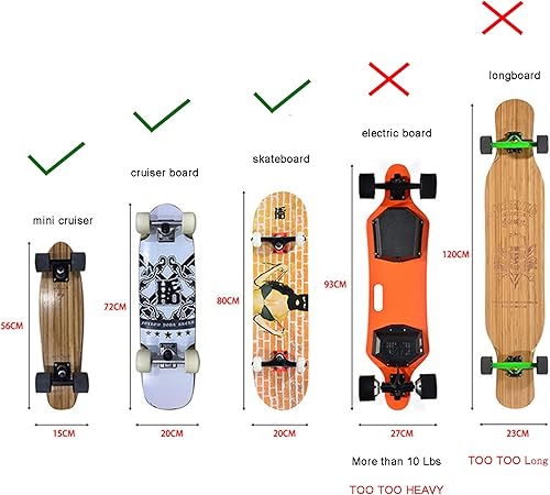 Miniatura 5 de YYST Desk Store Soporte para patineta, gancho para patineta, soporte para patineta, soporte para mini crucero, proporciona un lugar conveniente para