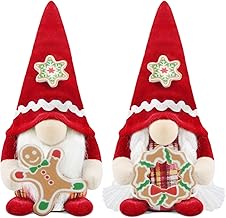 Gehydy Set of 2 Christmas Gonk Decorations Candy Handmade Gnome Xmas Decor for Home Kitchen Farmhouse - Red