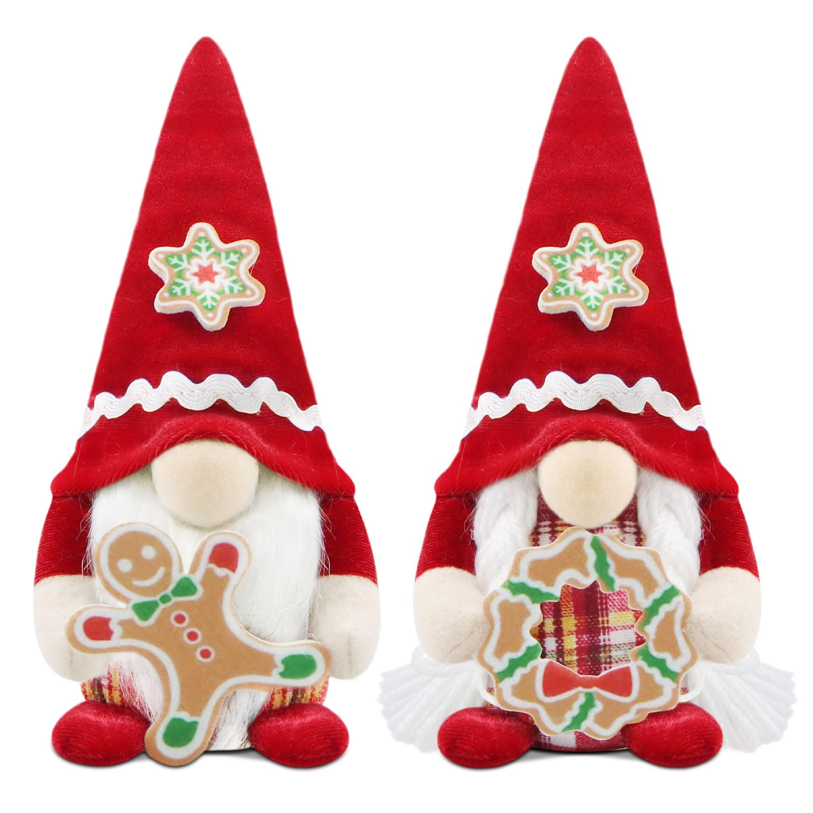 Gehydy Gnomo Navidad Decoración Juego de 2 Dulces Navideñas Christmas Decor para Hogar Casa - Rojo