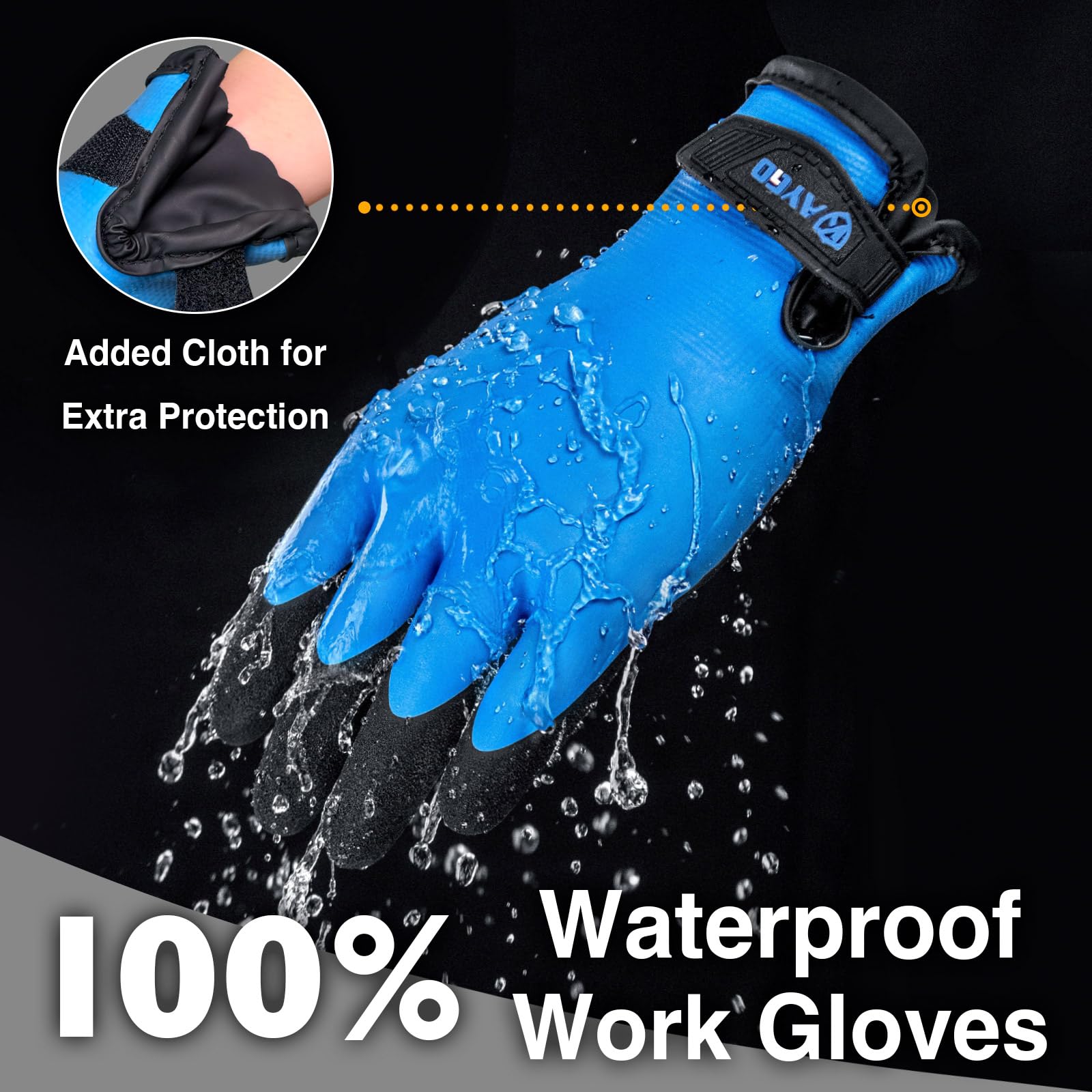 KAYGO Waterproof Thermal Work Gloves, Double Latex Coated, Good