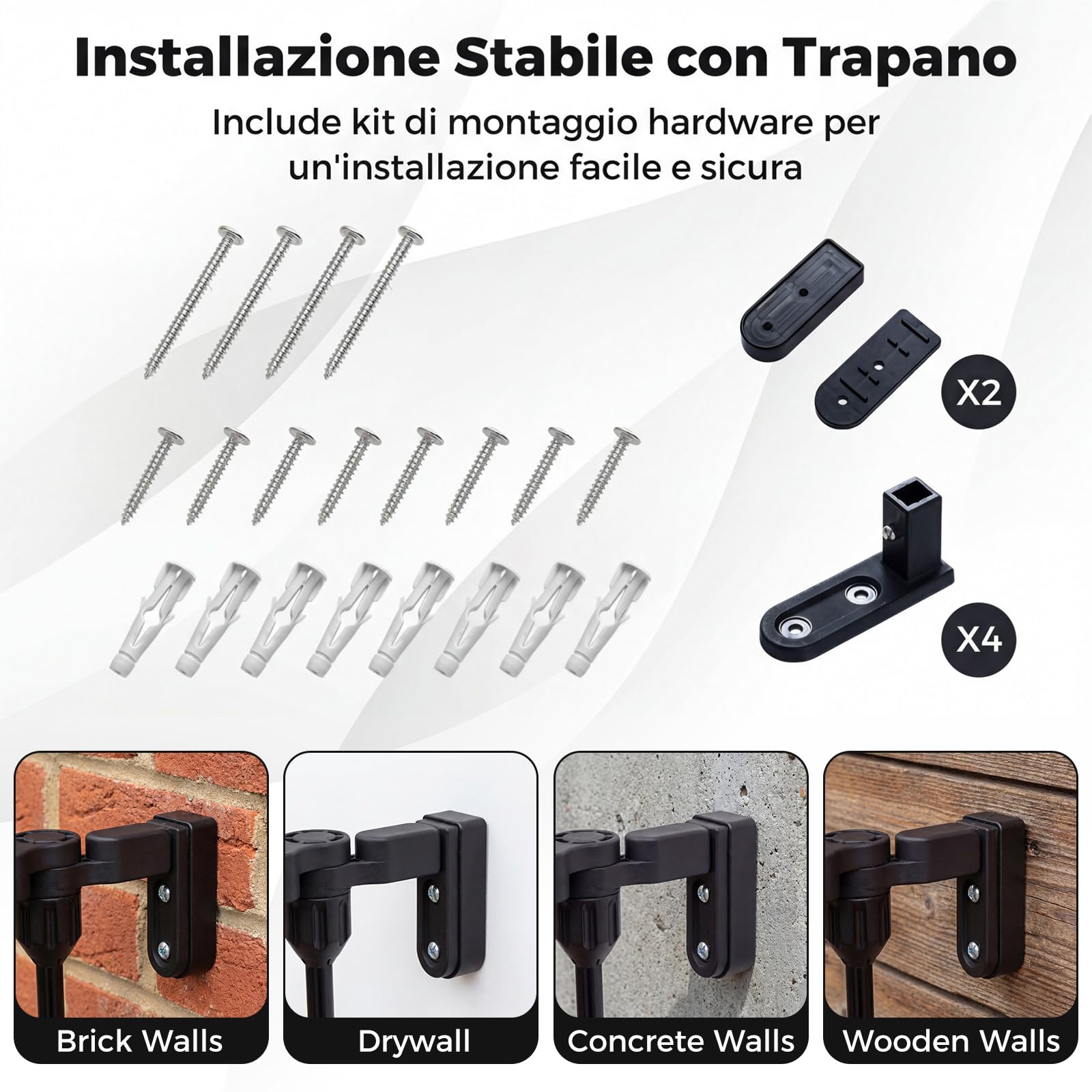 COSTWAY 198 cm Cancelletto a 3 Pannelli per Cani, Recinzione Pieghevole in Metallo con Doppia Chiusura, Apertura Bidirezionale Cancello per Bambini e Animali, Ideale per Scala e Camino (Nero)