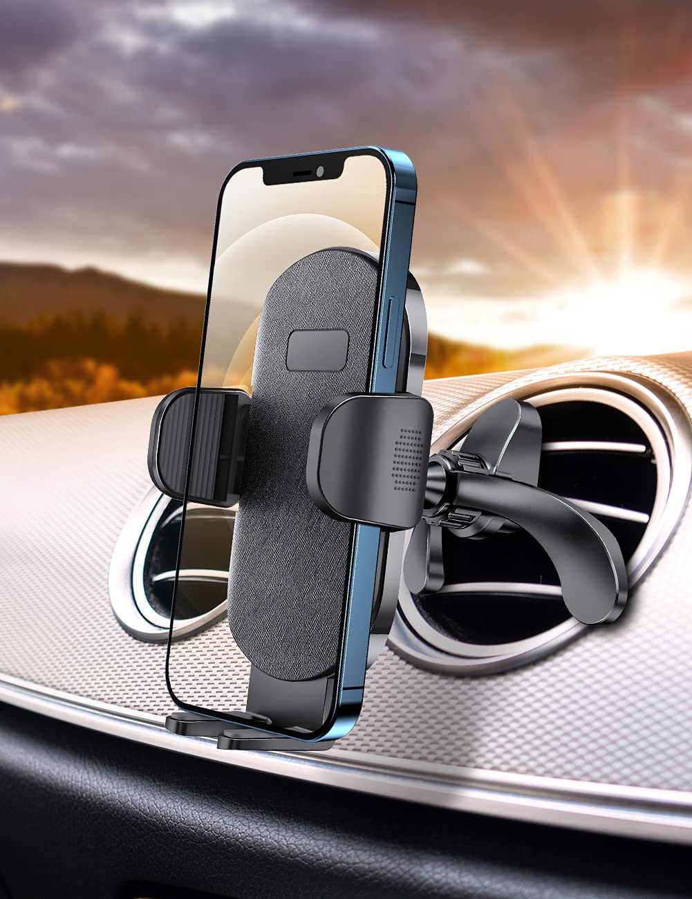 eSamcoreVent Car Phone Holder, 3-Point Support Car Phone Mount with Extended Clamp Cradles Stable Cell Phone Holder for Car Truck Vehicle Air Vent on Dashboard for iPhone Samsung Galaxy Note