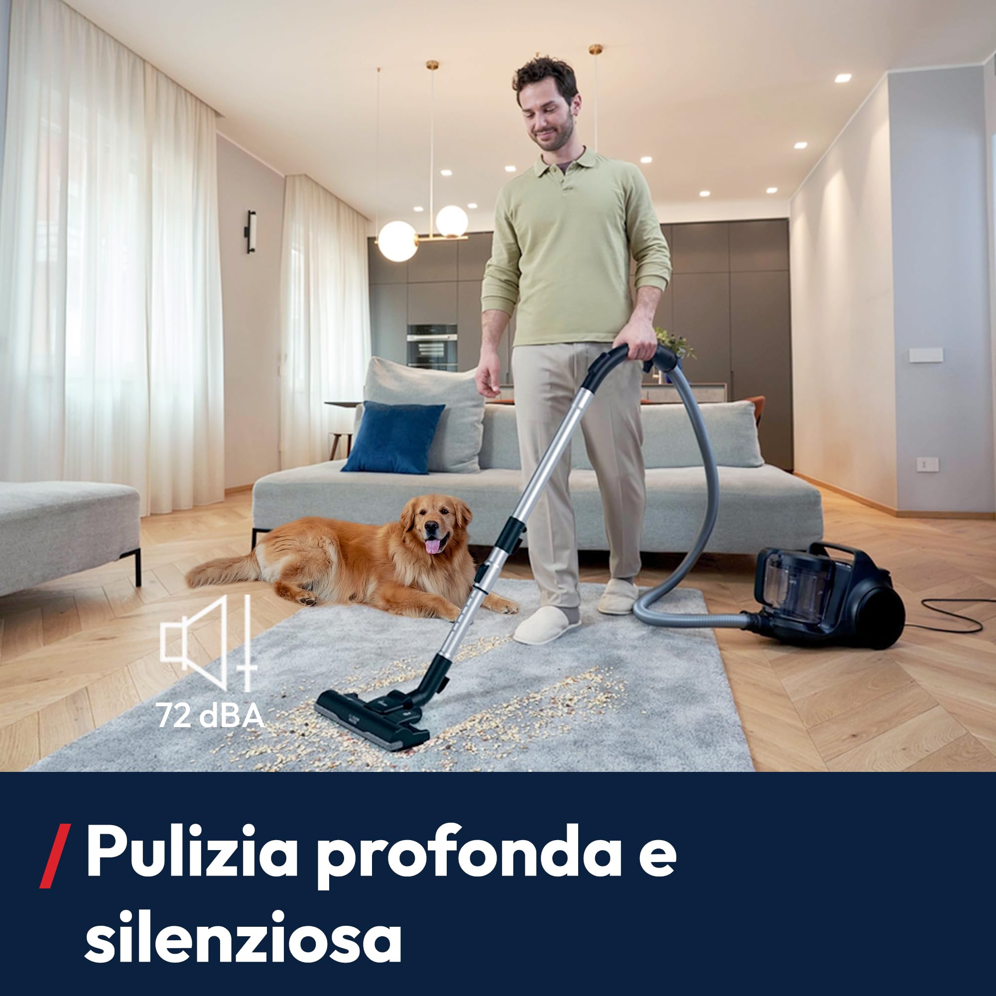 Hoover HP2 Aspirapolvere Compatto Senza Sacco, Potente e Leggero, per Tappeti e Pavimenti, Filtro EPA, Contenitore 2,5L, Accessori Integrati, Raggio 10 m, 850W [HP2Z10A]