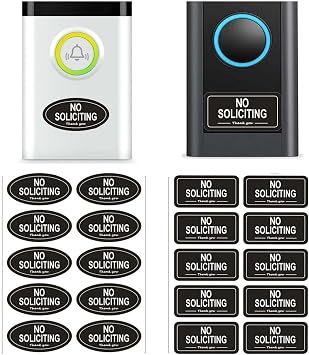 Small No Soliciting Sign for House 20Pcs Tiny Size No Solicitation Stickers for Home Office Ring Doorbell 1.2x0.6 inches