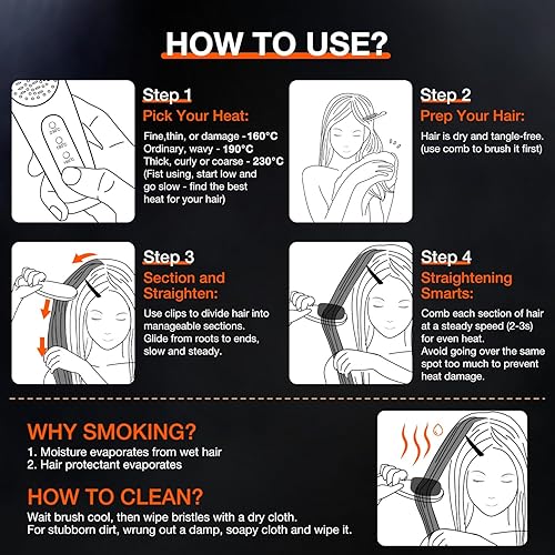 Miniatura 6 de Cepillo alisador de pelo inalámbrico portátil, 8.08 oz, ligero, mini cepillo alisador para viajes/hogar/exterior, iones negativos peine caliente