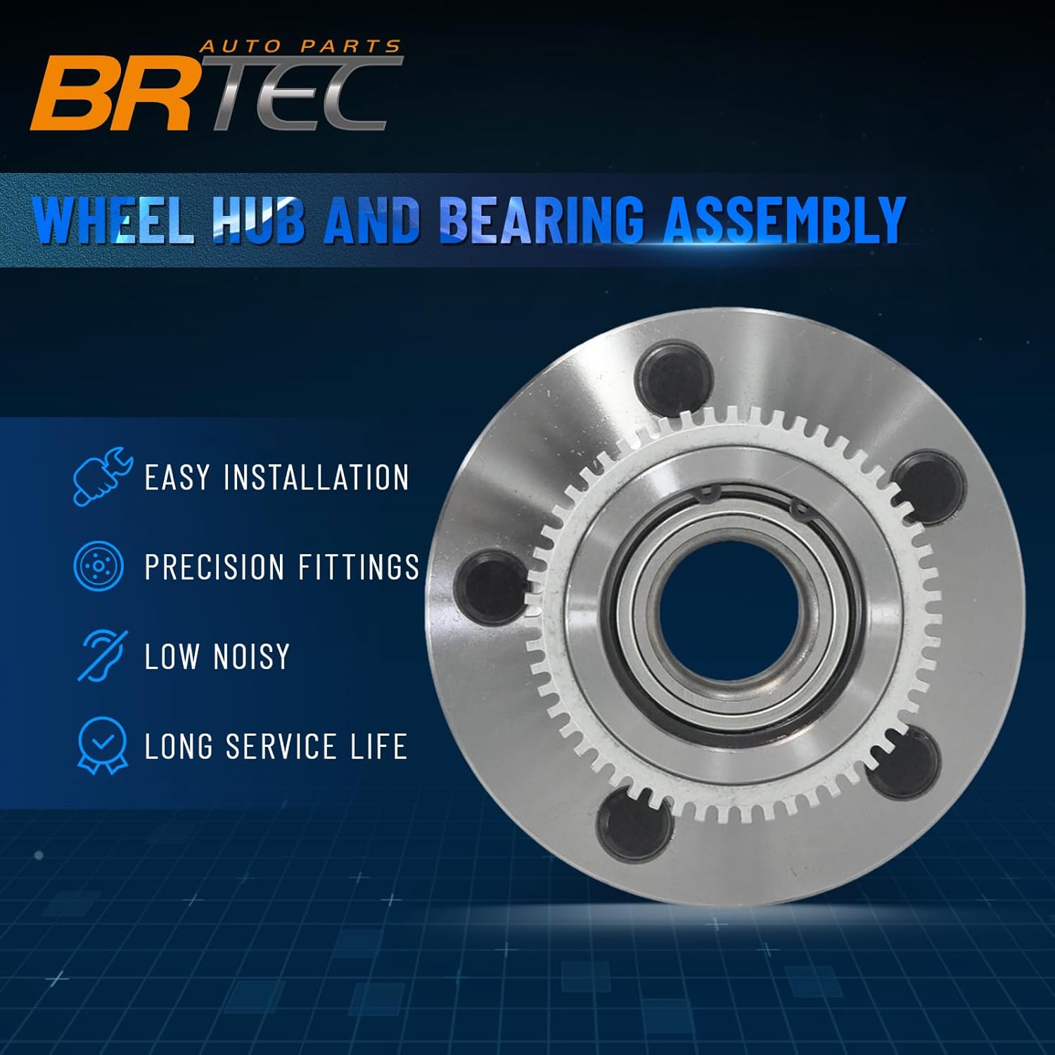 515084 2 Pack Front Left/Right Wheel Hub and Bearing Assembly for Dodge Ram1500 2000 2001 2WD Pair 5 Lugs w/ABS