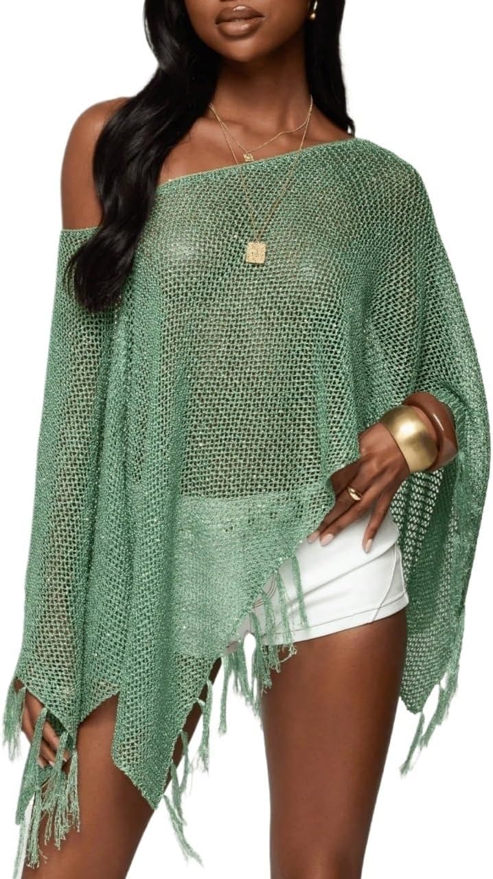 Women's Hem Top Knit Through Shawl Summer Beach Cover Up cover ups for swimwear