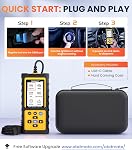 OBD2 Scanner with ABS SRS Transmission, Reset Fault Lights | Check Engine Code Reader with Full OBDII Functions | DLC Pin Test | Battery Voltage Check, Car Diagnostic Tool
