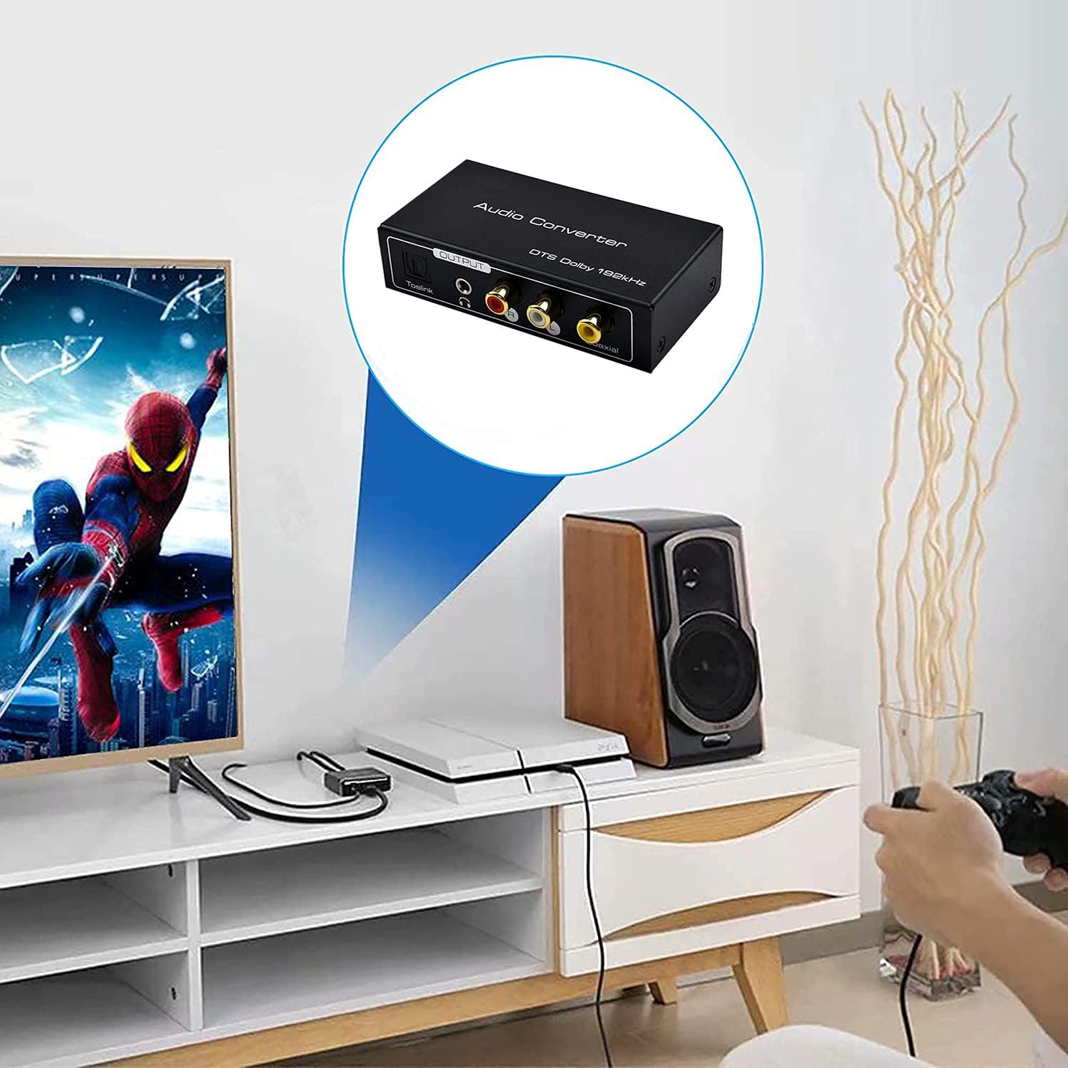 AMANKA ARC Audio Estrattore HDMI Extractor Convertitore,HDMI 192Khz Audio Adattatore Supporto HDMI Audio analog to Coassiale Toslink Stereo Audio RCA L/R o 3.5mm Jack