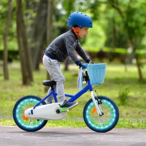 Miniatura 7 de Juego de serpentinas de cesta de bicicleta para niños, cesta de mimbre para manillar de bicicleta con 2 luces LED para rueda de bicicleta,