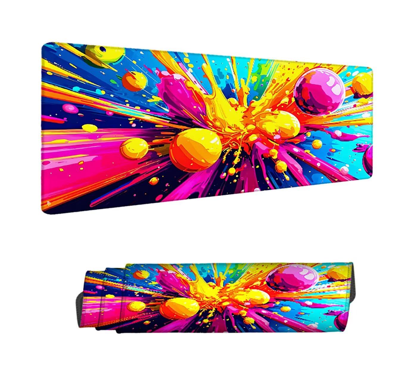 Podkładka pod mysz do gier XXL 1000 x 500 x 3 mm, duża kolorowa podkładka pod mysz do gier XXL z wodoodporną gumą, abstrakcyjny uchwyt na biurko z krawędziami zszyta podkładka pod mysz do pracy, gier