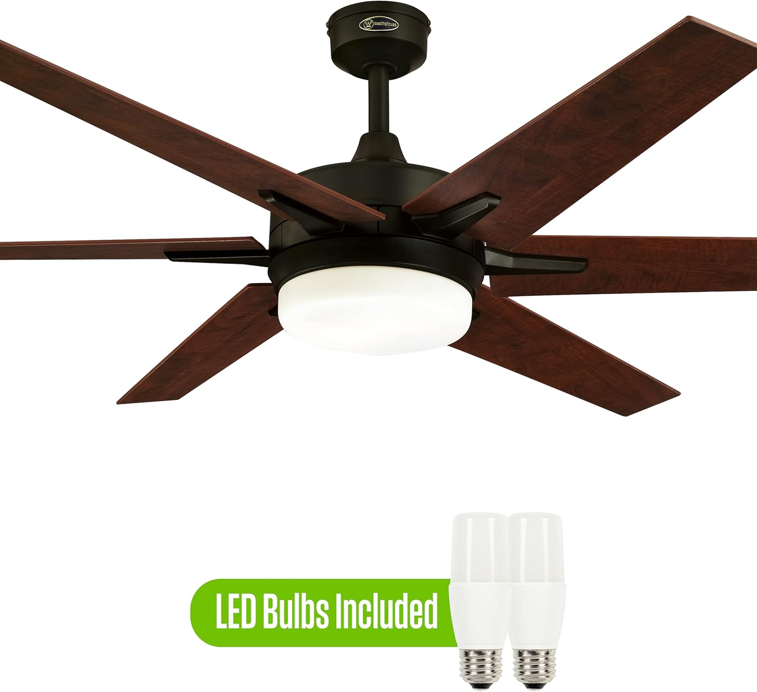 Westinghouse 7207800 Cayuga 60-Inch Black-Bronze Indoor Ceiling Fan, Dimmable LED Light Kit with Opal Frosted Glass