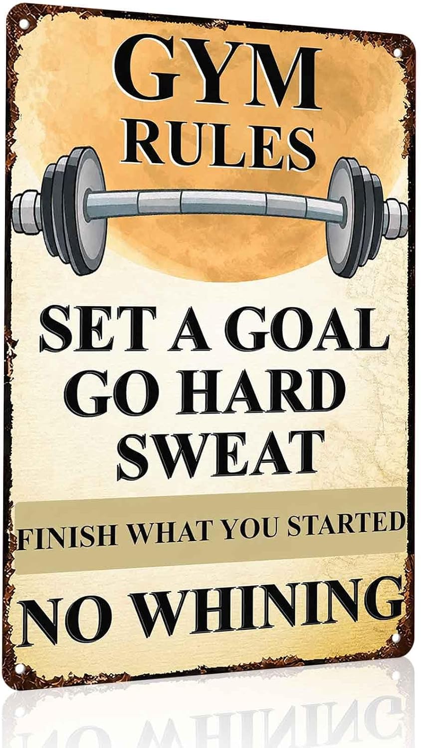 Gym Rules No Whining Metal Sign 8 x 12 Inch