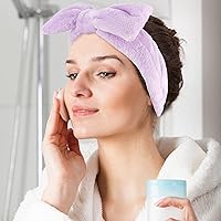 Vista 3 de WHAVEL - Paquete de 6 diademas de microfibra púrpura para spa, diademas con moño para lavar la cara, set de diademas faciales, diademas suaves