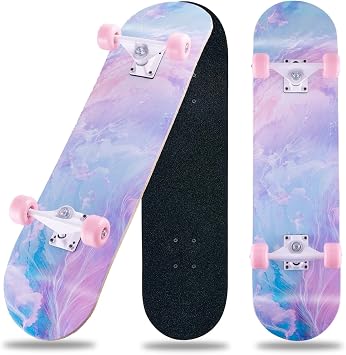 CLYCTIP Skateboard Complet 8 Plis Pro Concave avec Roulements ABEC-11