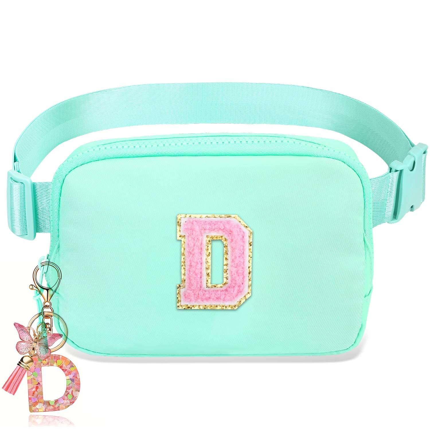 Belt Bag for Girls Gifts - Birthday Gifts for Teenager, Personalized Gifts for Mom Freind Sister Teacher, Graduation GiftsInitial Crossbody Bag Belt Bag for Women Mint Green D