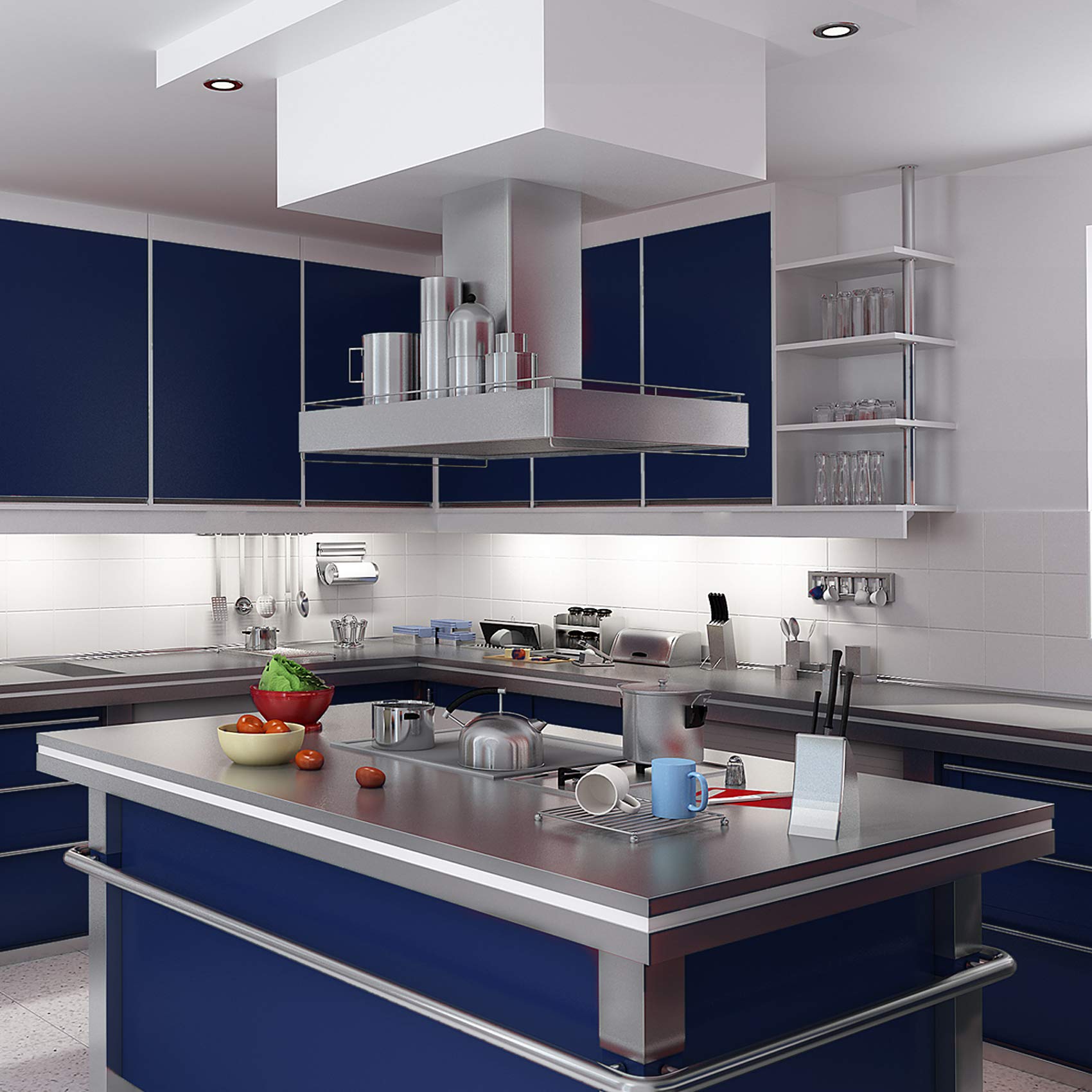 Lámina Adhesiva Vinilo Pared para Plóter (10 m x 63 cm, incluye rasqueta), Brillante o Mate, para Muebles, Cocina, Baño, Decoración (050 Azul Oscuro, Mate)