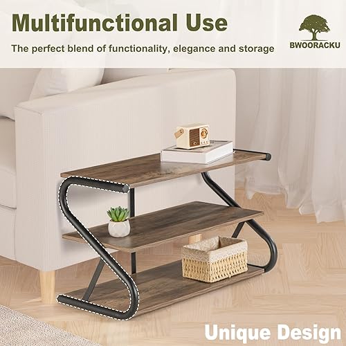 Miniatura 4 de BWOORACKU Zapatero de 3 niveles, estante de zapatos en forma de Z, organizador de almacenamiento de zapatos de madera para entrada, dormitorio,
