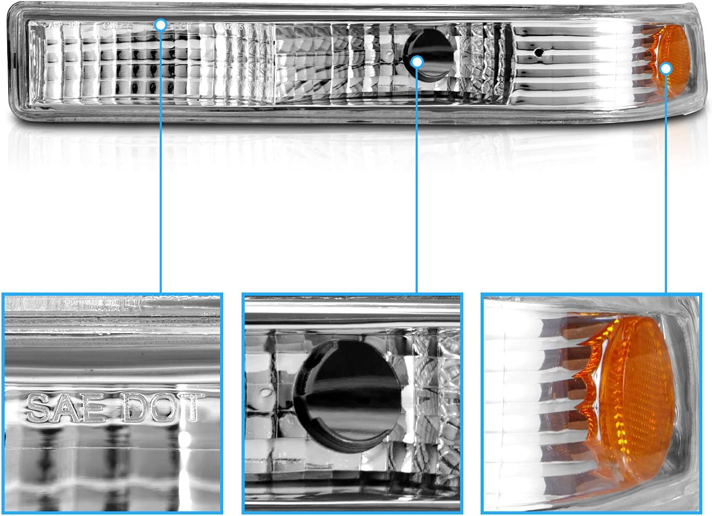 AmeriLite Parking/Signal Lights Euro Amber for Chevy S10 / Blazer - Passenger and Driver Side