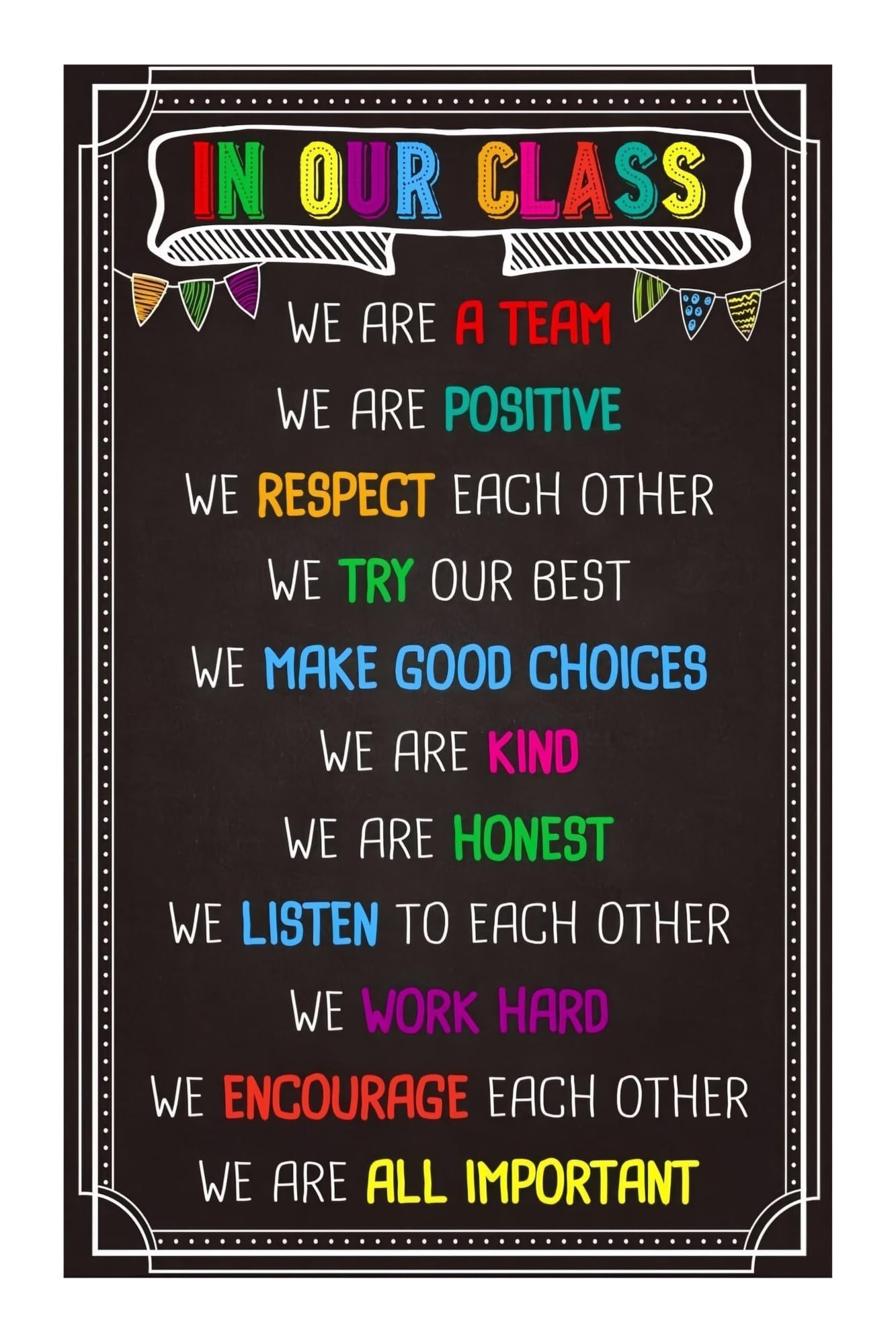 PKNVKZIDK Motivational Classroom Rules Laminated Poster Inspirational Behavior Guidelines Chart for Elementary Middle School Classroom Management Decor Unframed,16x24inch(40x60cm)
