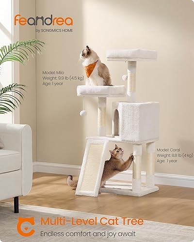 Miniatura 10 de Feandrea Torre para gatos, árbol para gatos de interior, condominio para gatos de 45.3 pulgadas con poste rascador, rampa, perca, cueva espaciosa