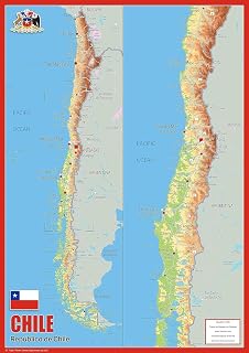 Chile Physical Map - 23.3 x 16.5 Inches - Paper Laminated