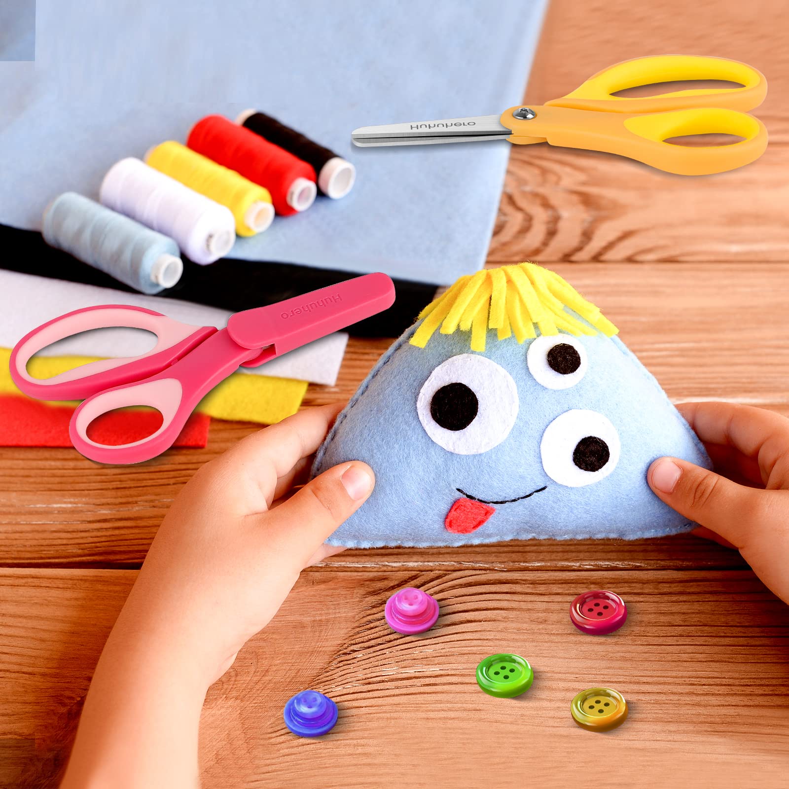 Huhuhero Kinderschere, 12,7 cm kleine Sicherheitsschere, stumpfe Spitze, weicher Griff, Rechts-/Linkshänder, Kinderschere für Schule, Klassenzimmer, Kinder, Bastelbedarf, verschiedene Farben, 12 Stück