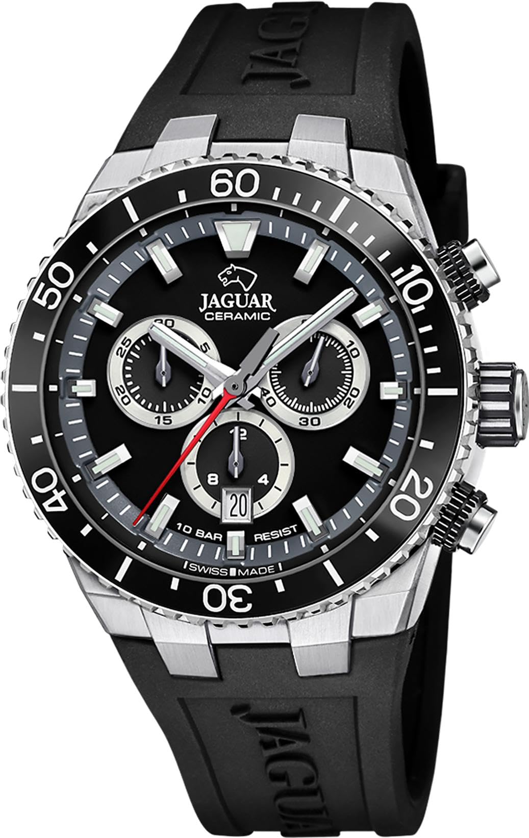 JAGUAR Swiss Made Reloj Hombre Cronógrafo de Caucho Negro