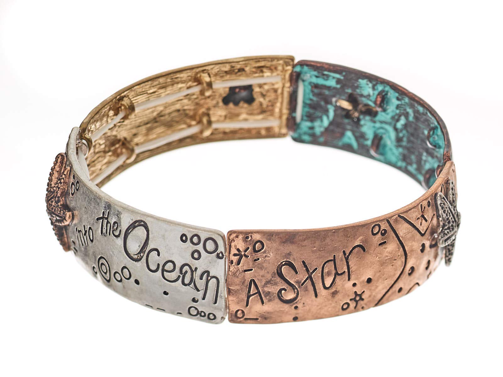 A Star Falling from The Sky Into The Ocean Engraved Stretch Bangle Bracelet
