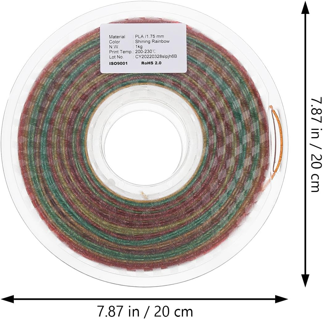 1.75mm Pla Filament 3D Printing Supplies Rainbow Sparkle Professional 3D Printer Accessory for Fusion Deposition Printers