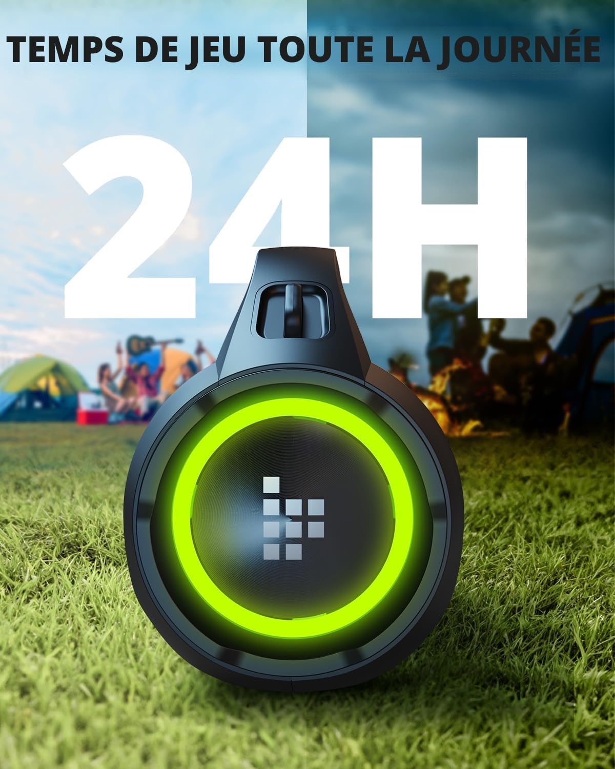Tronsmart Bang SE Haut-Parleur Bluetooth avec bandoulière, Haut-Parleur d'extérieur Portable 40 W, 24 Heures d'autonomie, Bluetooth 5.3, étanchéité IPX6, AUX, Fente pour Carte Micro SD, Lecture USB,