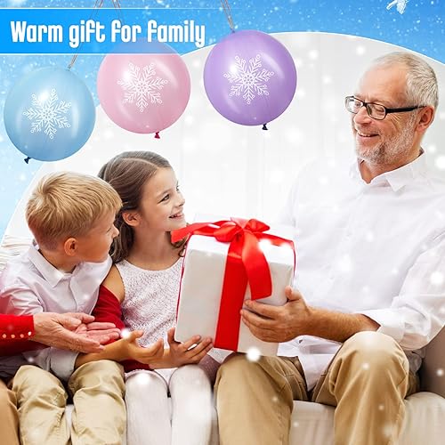 Miniatura 7 de 36 globos con forma de copo de nieve de 18 pulgadas, globos de perforación con temática de invierno, regalos de fiesta para niños, premios de